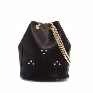 Bucket Style Black Handbag Gold Hardware